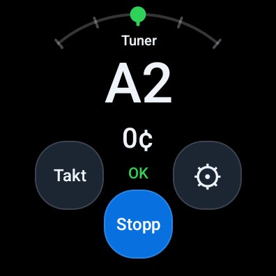 Stimmgerät auf der Galaxy Watch – gestimmt