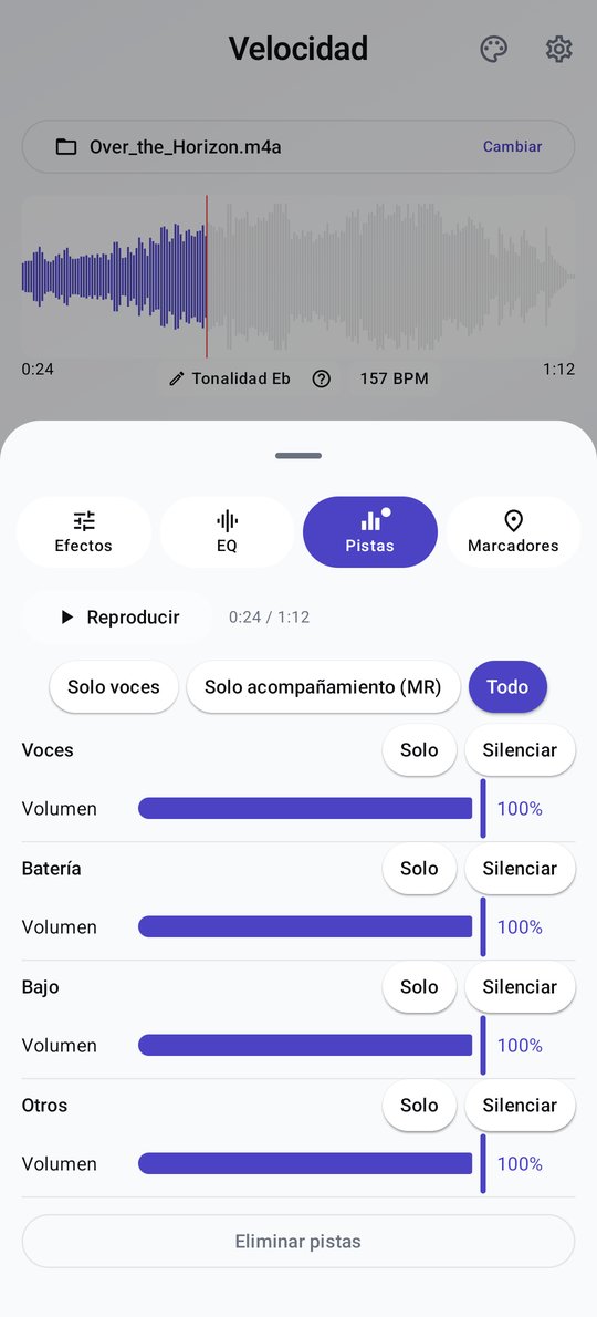 Pantalla de separación de pistas de PluckUp