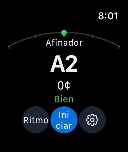 Afinador en Apple Watch — afinado