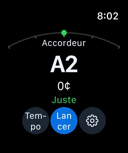 Accordeur sur Apple Watch — juste