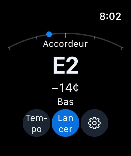 Accordeur sur Apple Watch — trop bas