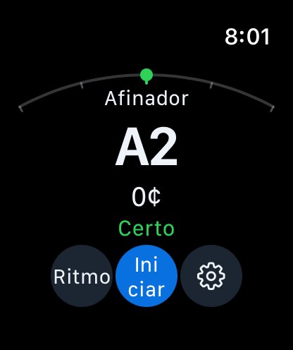 Afinador no Apple Watch — afinado